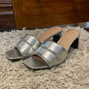 Metallic mule heels